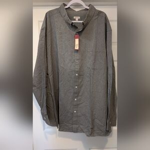 Merona NWT Big & Tall Agate Gray Long Sleeve Casual Button Down Shirt Size 4XB